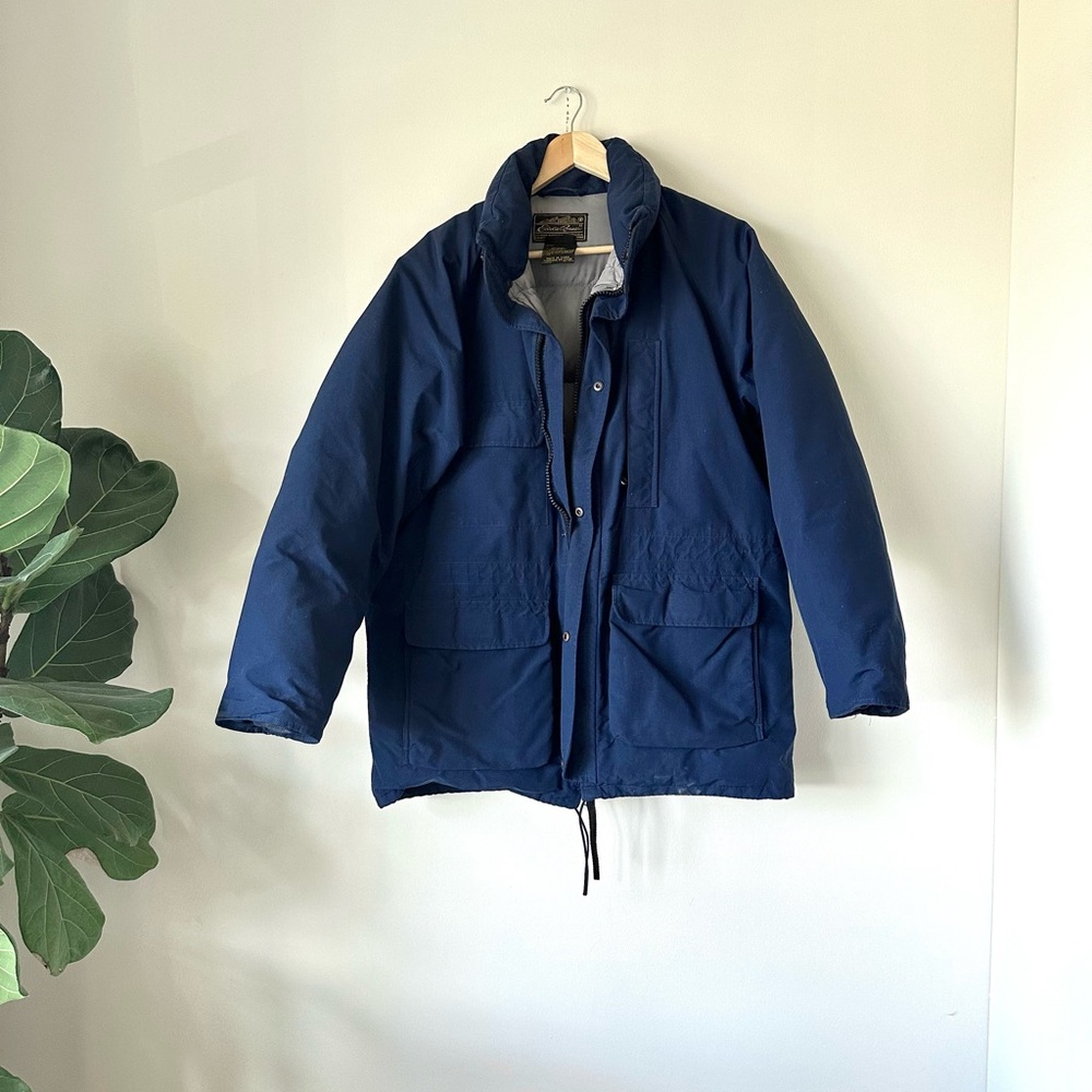 VTG 90s Eddie Bauer Gortex Goose Down Navy Puffer Coat Sz M Gorpcore Outdoor
